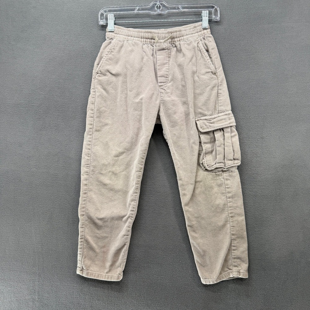 Zara Boys Tan Corduroy Cargo Pants Size 9 Elastic Waist Straight Leg Utility